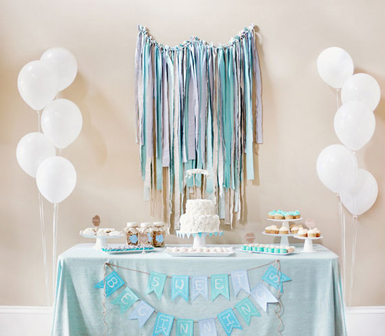 Baby Shower decorado en tonos azules