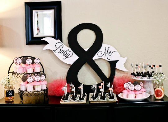 Baby Shower elegante en negro y rosa