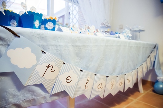 Diseño nubes celeste para un Baby Shower