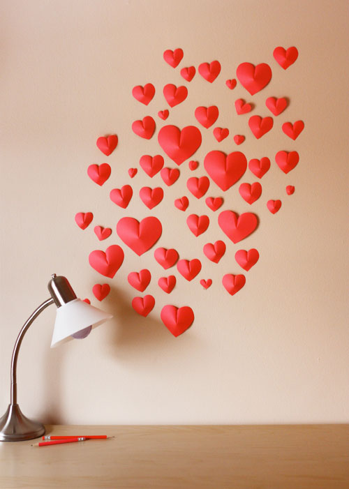 Corazones 3D para decorar la pared