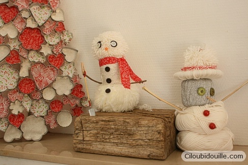 Muñecos de nieve de lana