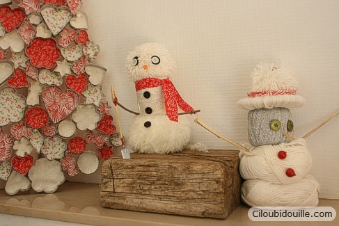 Muñecos de nieve de lana