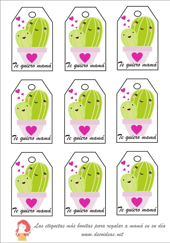 Etiquetas para decorar regalos Cactus 