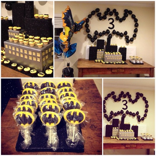 Cumpleaños de Batman decorado con globos
