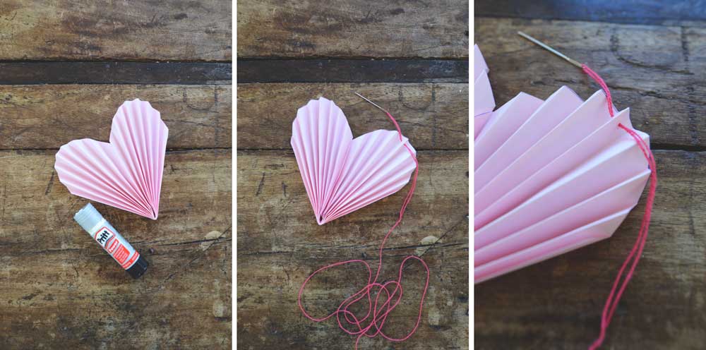 Como hacer guirnalda de corazones de papel