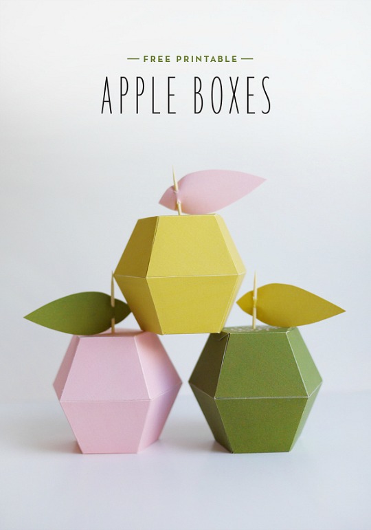 Cajas imprimibles con forma de manzana - DECORACIÓN FIESTAS