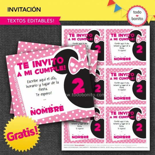 Invitaciones Mickey y Minnie Mouse para imprimir