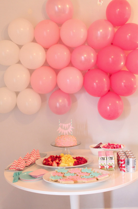 Pared decorada con globos idea