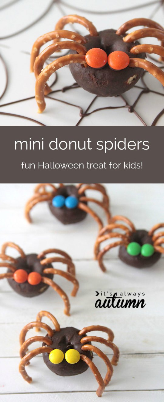 Mini donuts con diseño de araña