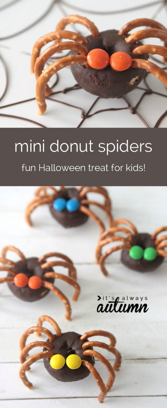 Mini donuts con diseño de araña