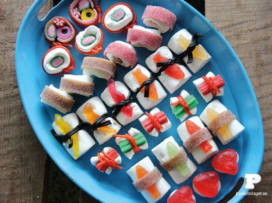 Sushi de chucherías para niños